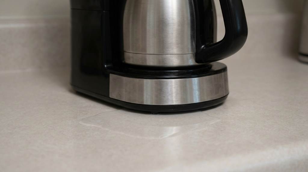 Person inspecting rubber gasket seal inside a drip coffee maker